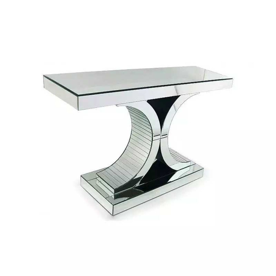 Salon meubles moss | Console Design Contemporain En Miroir - Larrat 120Cm Argent