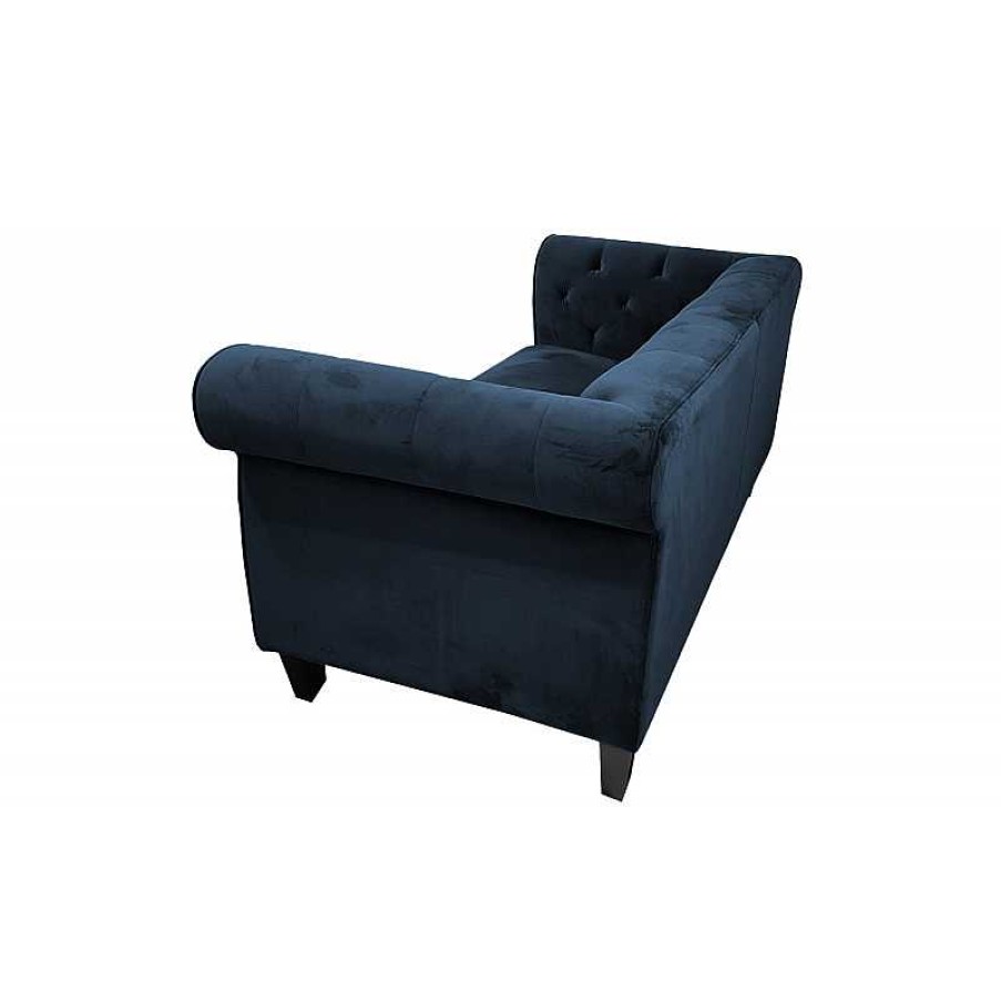 Salon meubles moss | Canap 2 Places Chesterfield Capitonn En Velours - Eriko Bleu