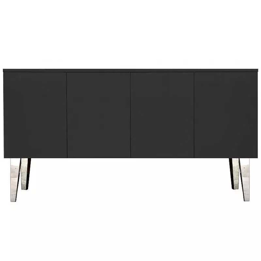 Salon meubles moss | Buffet / Bahut Design 4 Portes Mat Suspendu Ou Sur Pieds - Alex 180Cm Noir