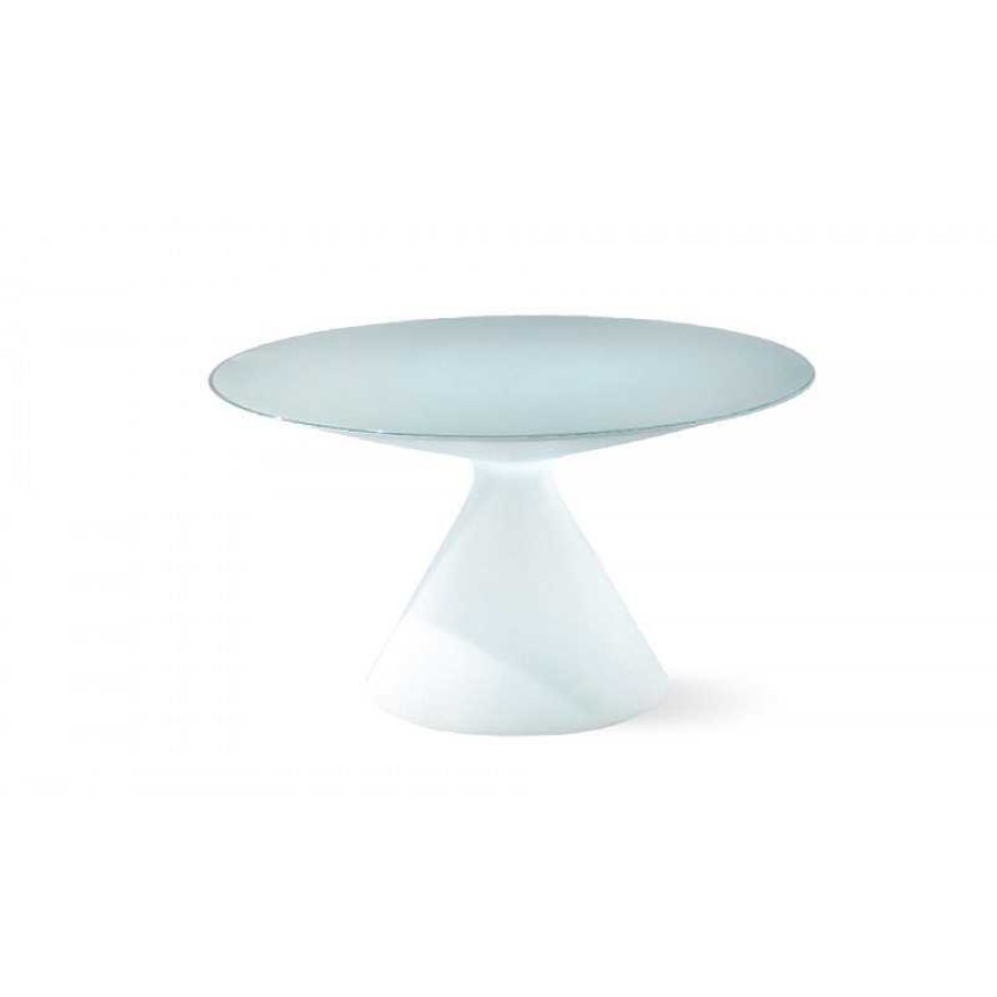 Jardin meubles moss | Table Ronde Lumineuse Ext Rieur - Ed Slide Blanc