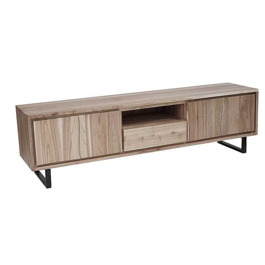 Salon meubles moss | Meuble Tv En Bois Brut Naturel Irr Gulier 200 Cm - Samoa