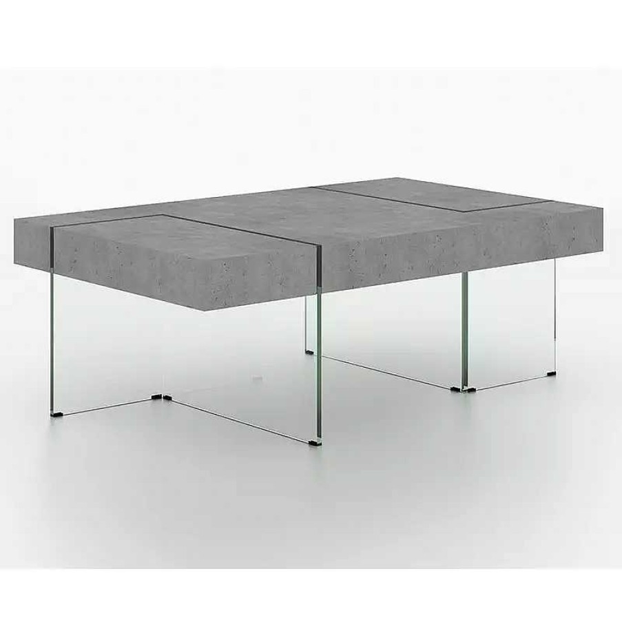 Salon meubles moss | Table Basse Rectangulaire Effet Avec Pieds Verre - Crystalline 120X70 B Ton