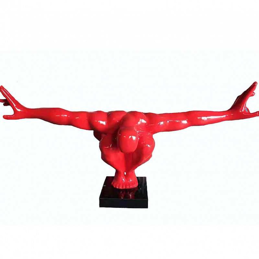 D Coration meubles moss | Grande Statue Design Rouge Ext Rieur 2 M Tres Pied En Marbre - Plongeur