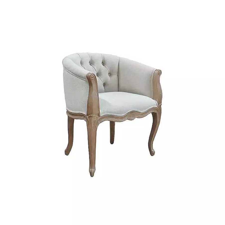 Salon meubles moss | Fauteuil Cabriolet Capitonn Style Classique - Garry Beige