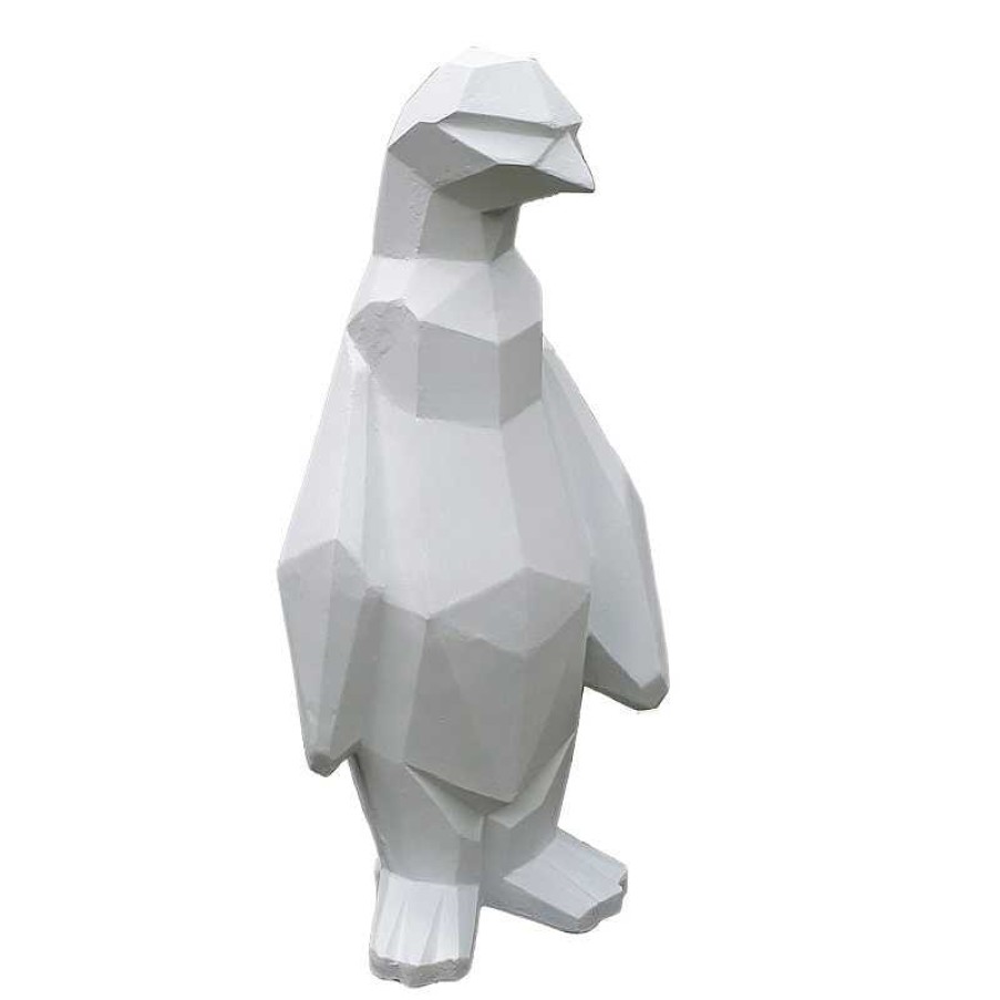 D Coration meubles moss | Statue Pingouin Origami En Fibre De Ciment D Coration Ext Rieure 100 Cm - Empereur Blanc