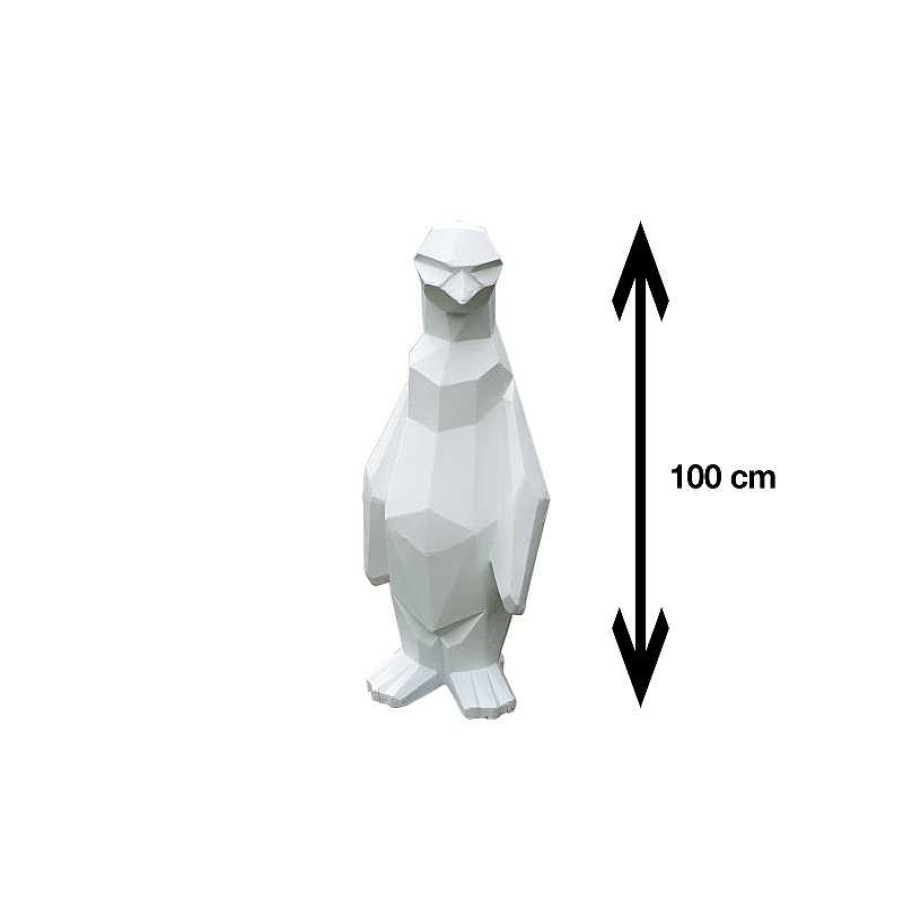 D Coration meubles moss | Statue Pingouin Origami En Fibre De Ciment D Coration Ext Rieure 100 Cm - Empereur Blanc