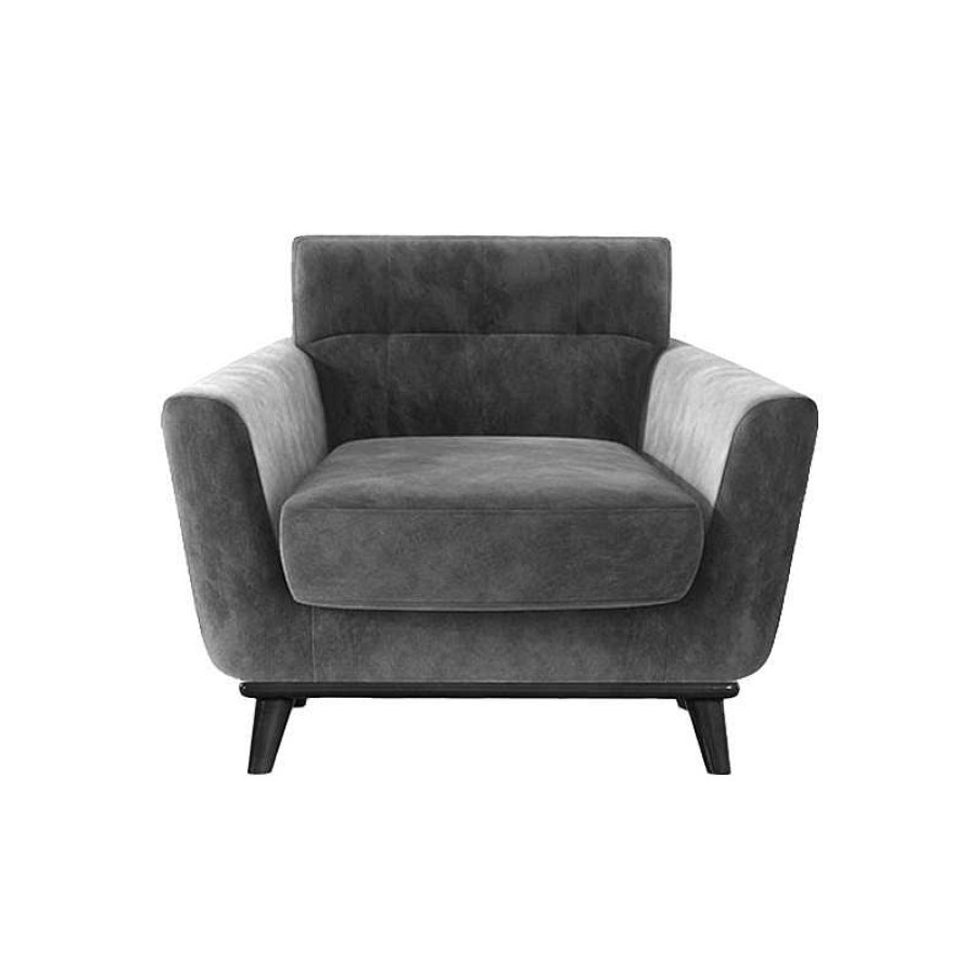 Salon meubles moss | Fauteuil Capitonn Style Scandinave En Velours - Stockolm Gris