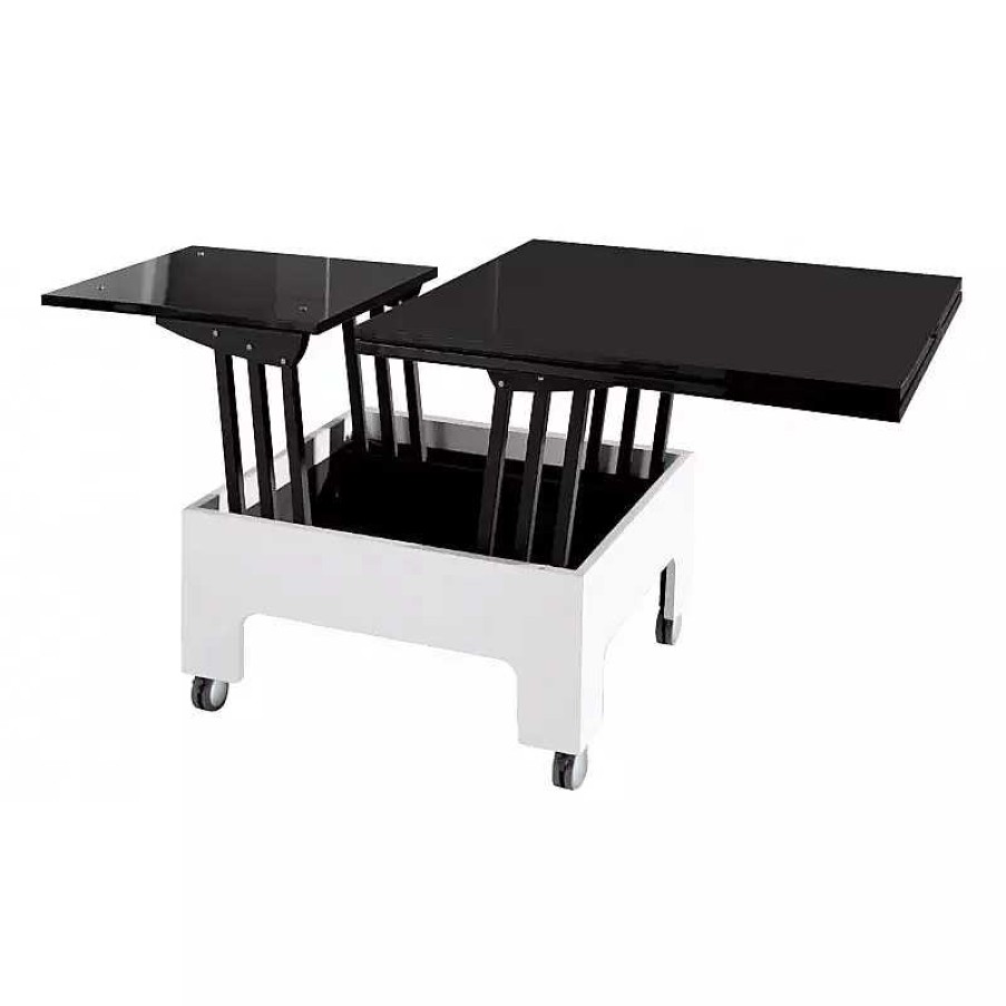 Salon meubles moss | Table Basse Relevable - Zebra Noir / Blanc