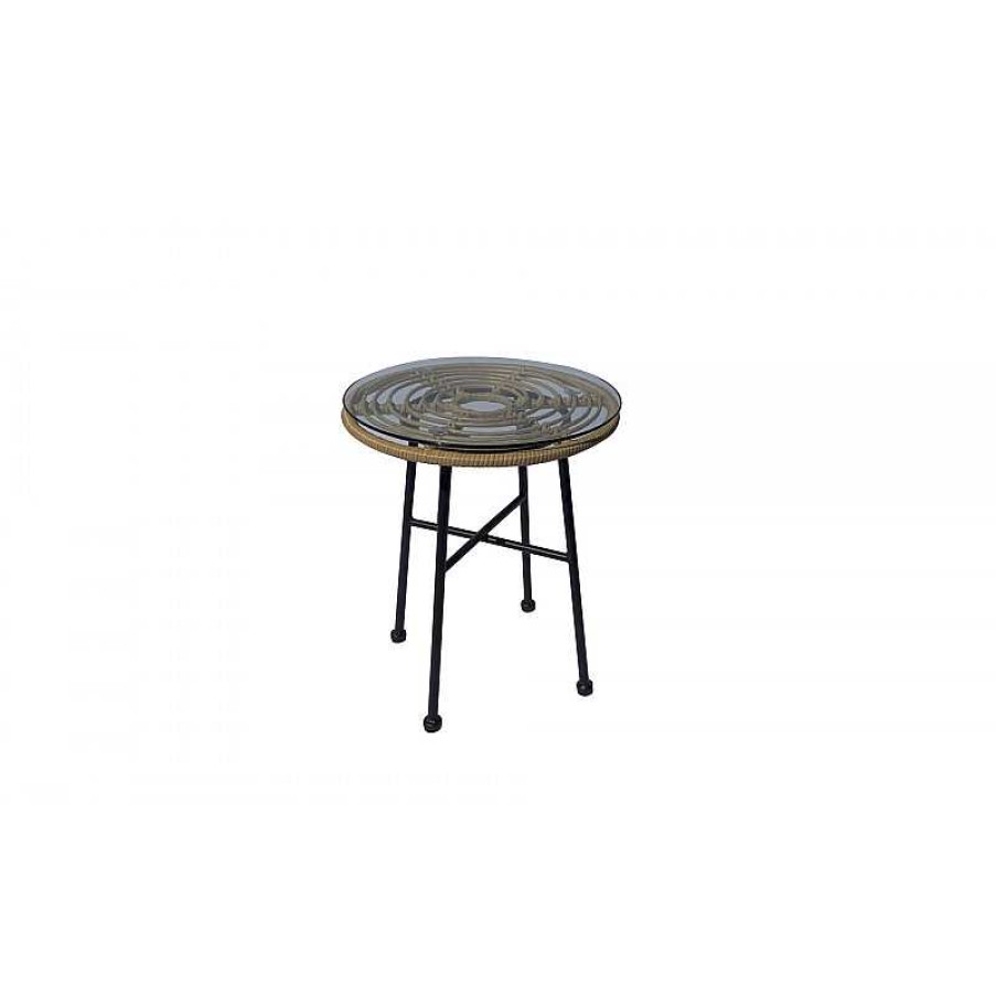 Salon meubles moss | Table Basse En Rotin Pieds M Tal Noir Int Rieur / Ext Rieur - Celebe 52