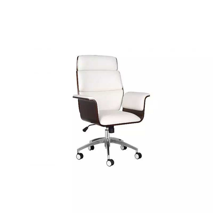 Salon meubles moss | Fauteuil De Bureau Roulettes - Cassel Bois Fonc / Blanc