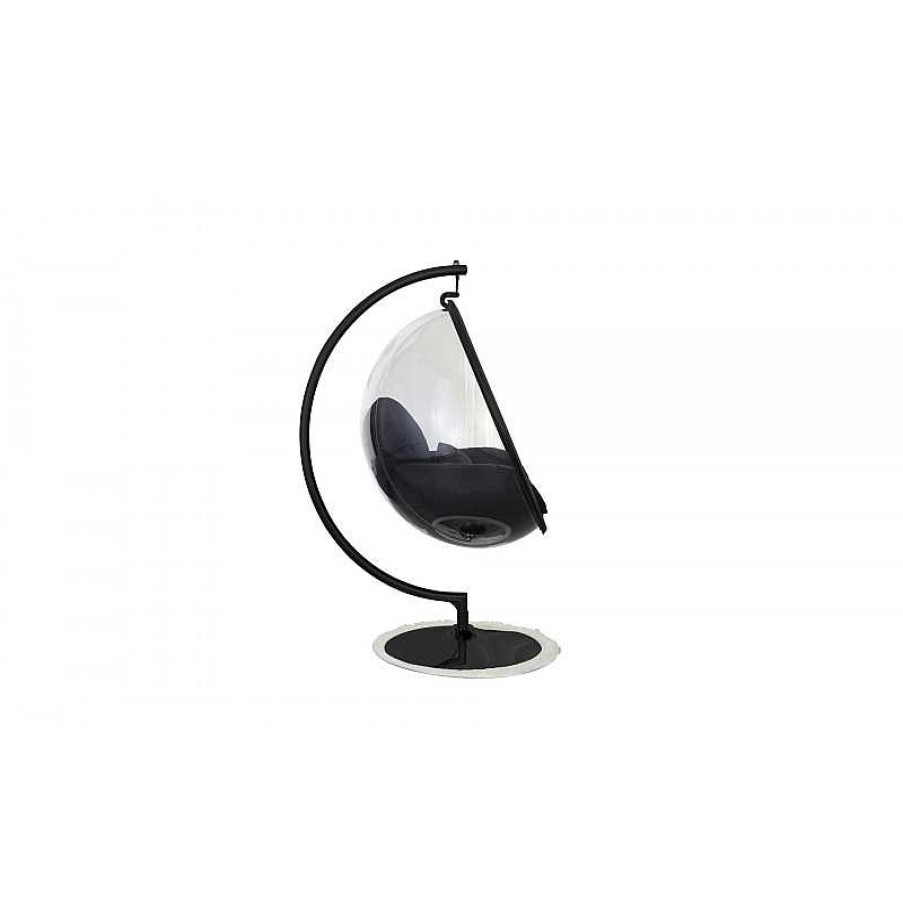 Salon meubles moss | Fauteuil Boule Suspendu En M Tal Avec Coussin Sumba Noir