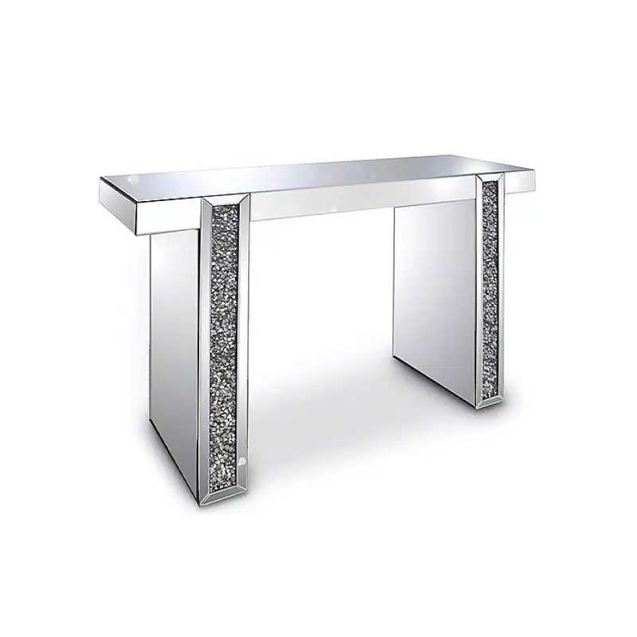 Salon meubles moss | Console Miroir Et Strass - Manihi 120Cm Argent