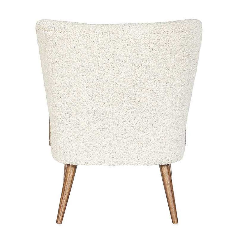 Salon meubles moss | Fauteuil Effet Peau De Mouton Structure Bois - Bilbao Blanc