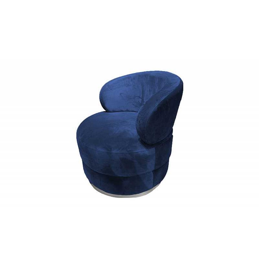 Salon meubles moss | Fauteuil En Velours Design Pivotant 360 Degr S - Groove Velours Bleu