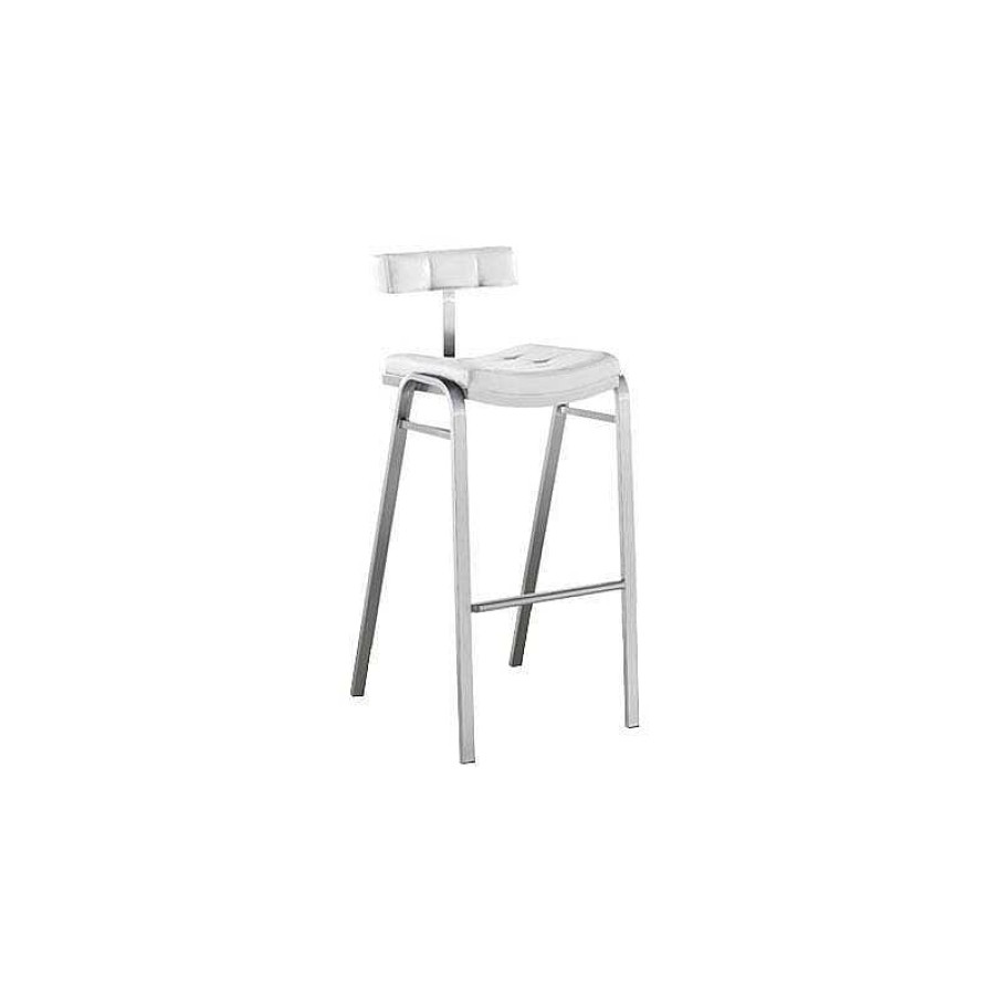 S Jour meubles moss | Tabouret De Cuisine En Inox Bross - Barcy 65Cm Blanc