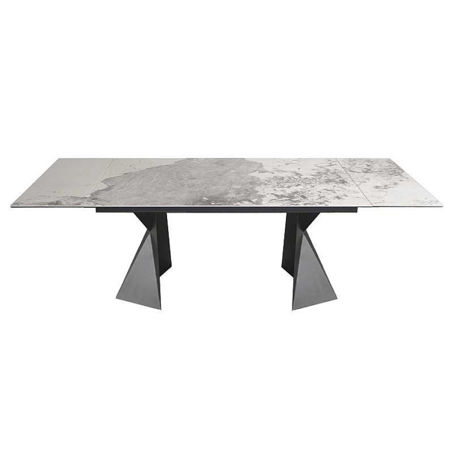 S Jour meubles moss | Table De Salle Manger Extensible C Ramique Pied M Tal Noir - Justin 160/240X90 Beige