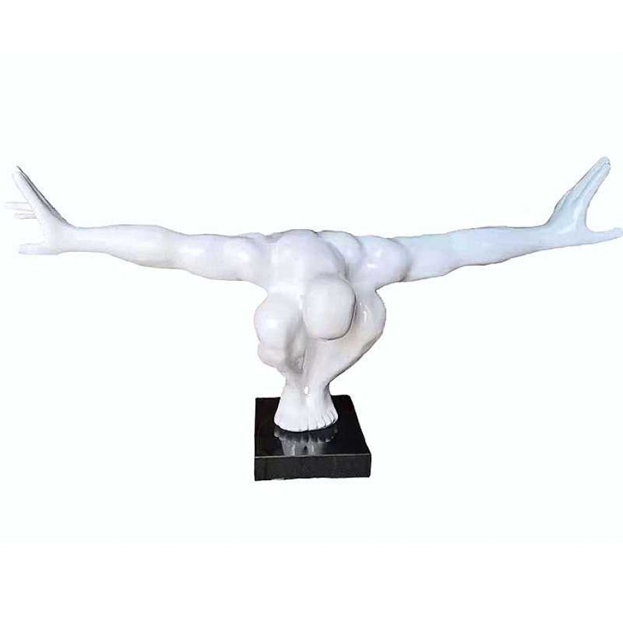 D Coration meubles moss | Grande Statue Design Blanc Ext Rieur 2 M Tres Pied En Marbre - Plongeur