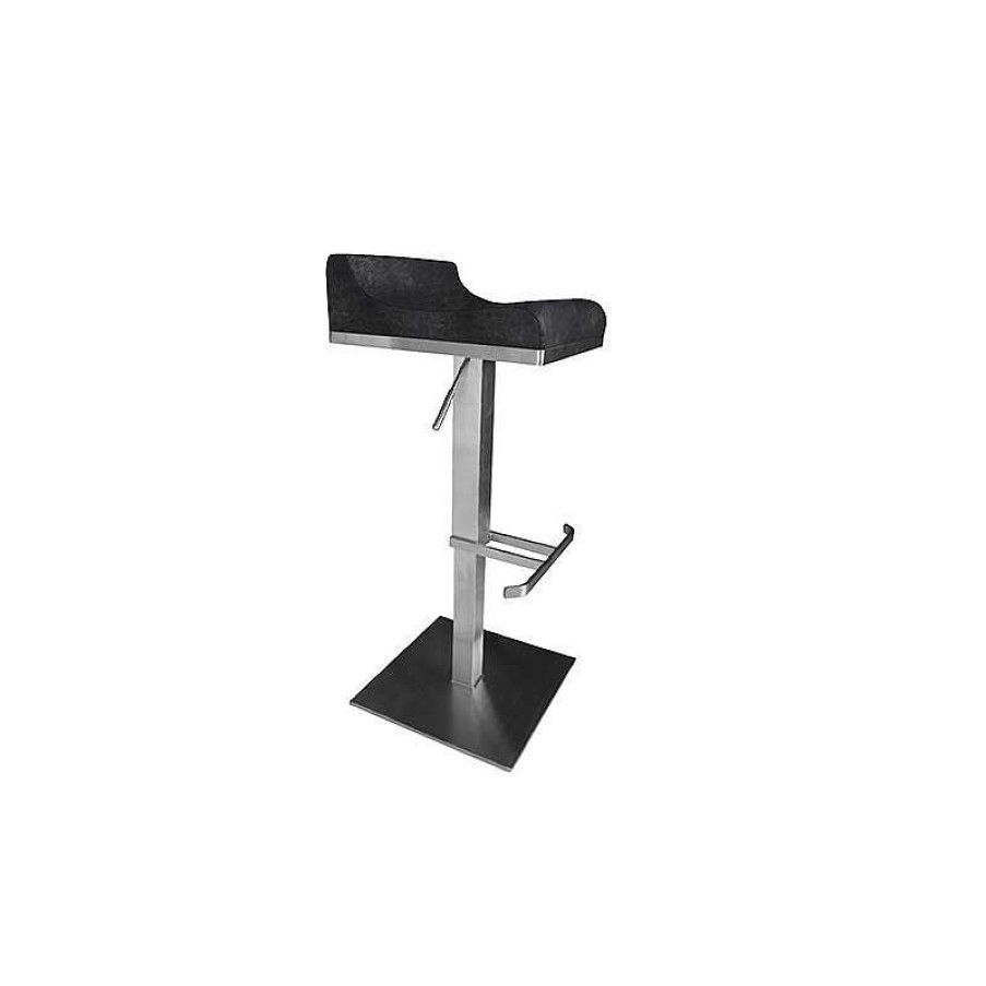 S Jour meubles moss | Tabouret De Bar R Tro En Inox Bross - Dallas 65/90Cm Noir