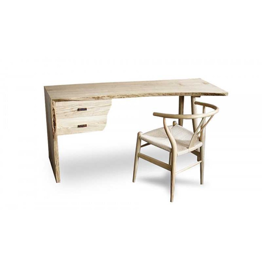 Chambre meubles moss | Bureau Style Scandinave En Bois Brut Massif - Steppe 160Cm Bois Clair 1