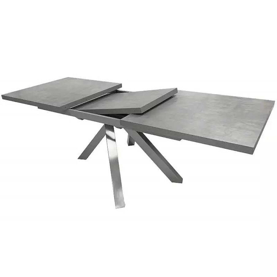 S Jour meubles moss | Table De Salle Manger Plateau Effet Pied Inox Crois - Roma 180/240X90 B Ton