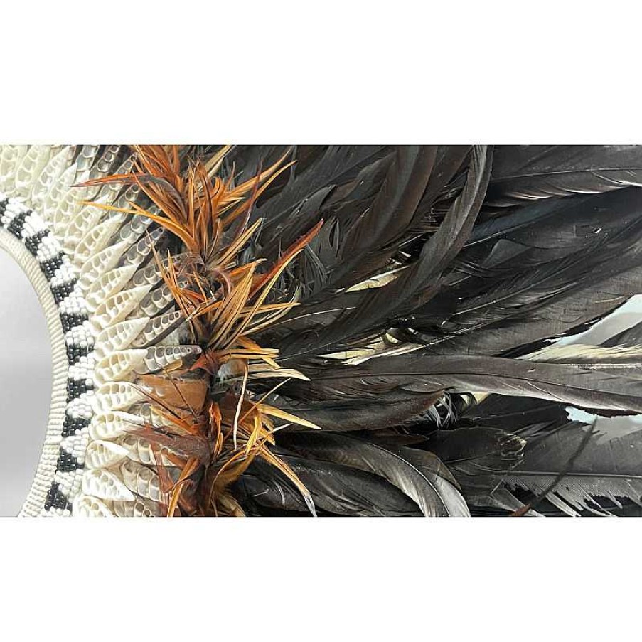 Salon meubles moss | Miroir Rond Plumes Et Coquillages - Rumba 100