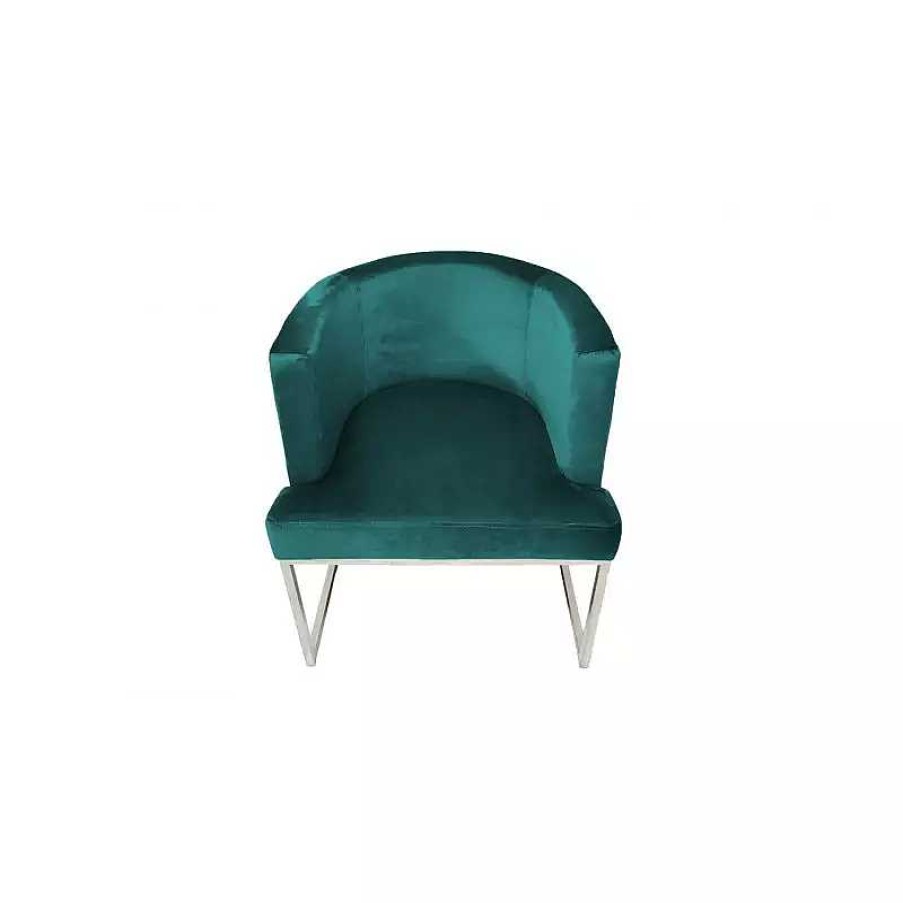 S Jour meubles moss | Chaise Pieds Metal Chrom En Velours Style Art Deco - Doria Chrome Vert