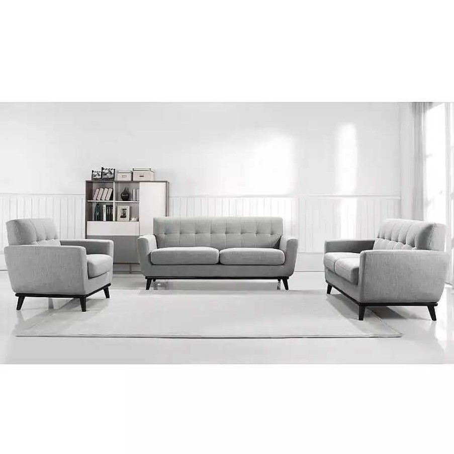 Salon meubles moss | Salon En Tissu Avec Canap 3 Places + 2 Pl + Fauteuil - Stockolm Gris