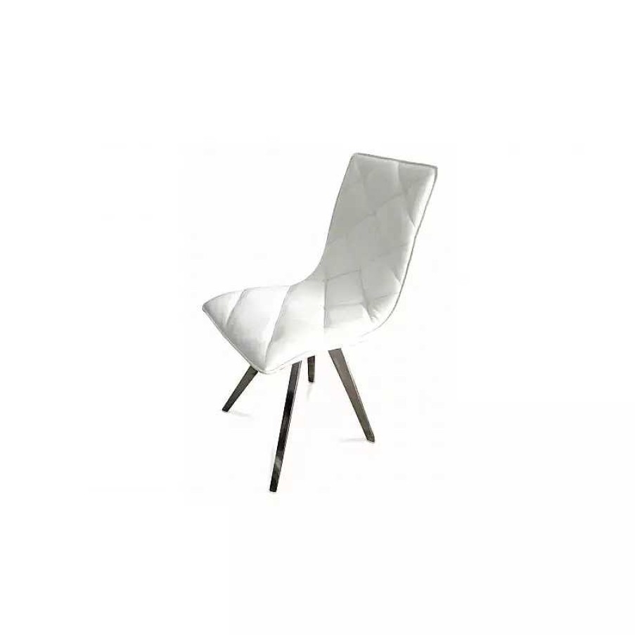 S Jour meubles moss | Chaise Capitonn E En Simili Pieds M Tal Brosse - Solvig Blanc