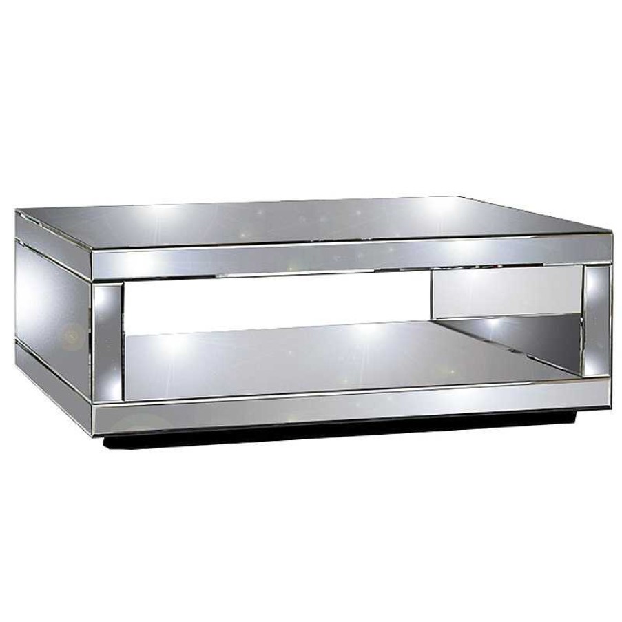 Salon meubles moss | Table Basse Miroir Rectangulaire Design - Monaco 122X72 Argent