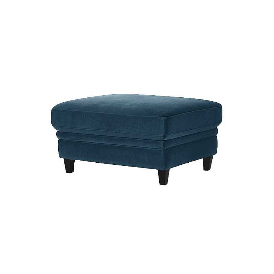 Salon meubles moss | Pouf Chesterfield En Velours - Borrello Bleu