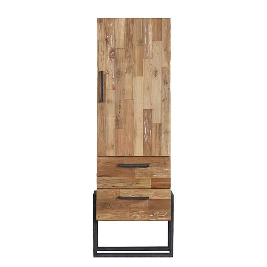 S Jour meubles moss | Colonne De Rangement 1 Porte 2 Tiroirs Style Industriel - Canberra H190 Bois Clair 1