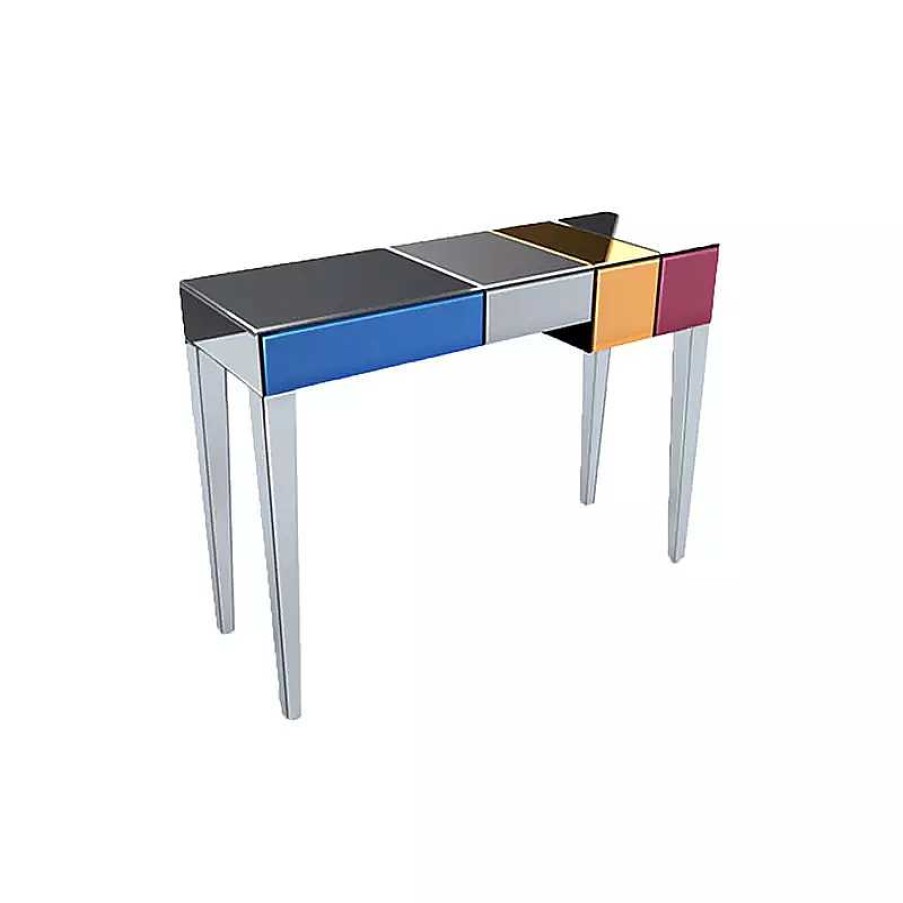 Salon meubles moss | Console 2 Tiroirs Miroirs Multicolores - Mona 120Cm Multicouleurs