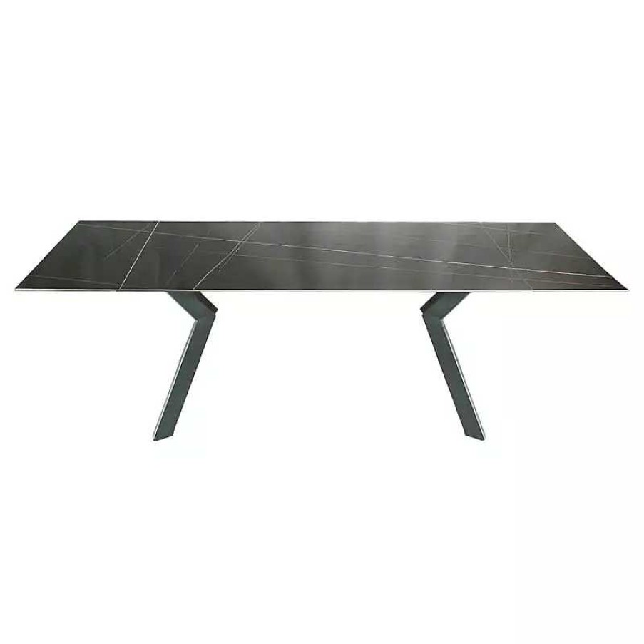 S Jour meubles moss | Table Manger Extensible C Ramique Effet Marbre Pied M Tal Octave 160/240X90 Noir