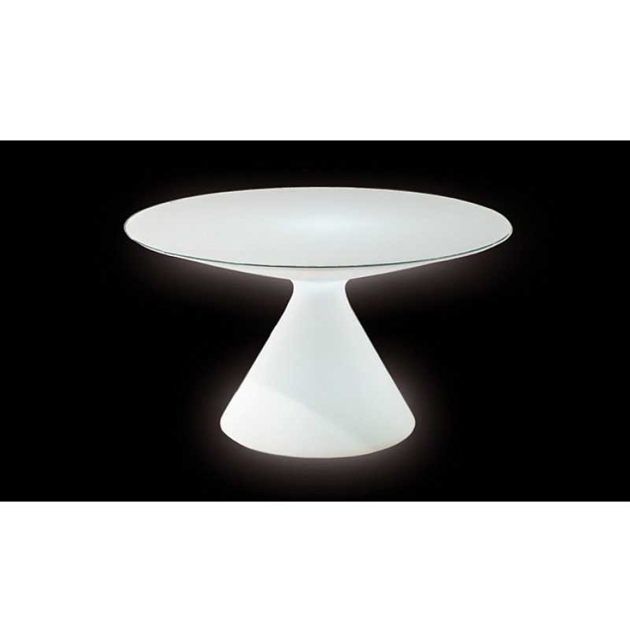 Jardin meubles moss | Table Ronde Lumineuse Ext Rieur - Ed Slide Blanc