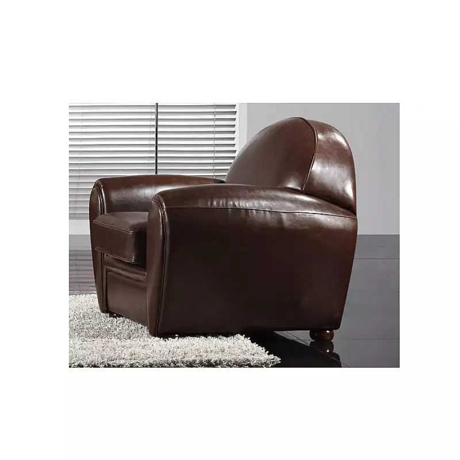 Salon meubles moss | Fauteuil Club Vintage - Jazzy Marron