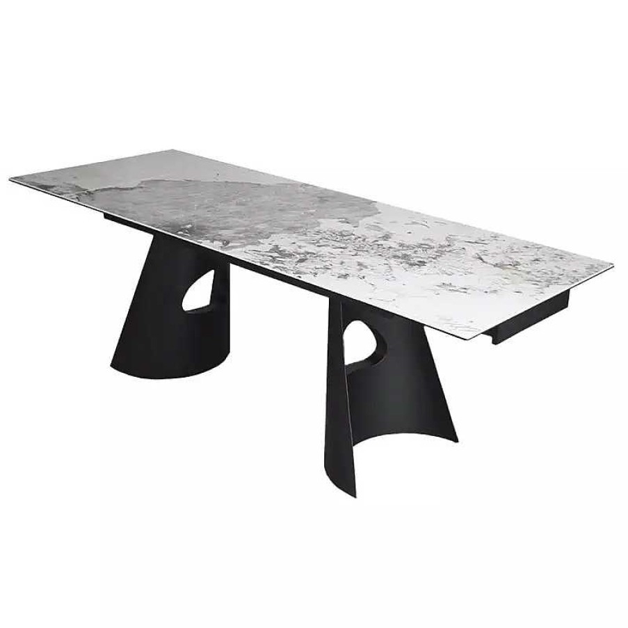 S Jour meubles moss | Table De Salle Manger Extensible C Ramique Pied M Tal Noir - Gabin 160/240X90 Beige