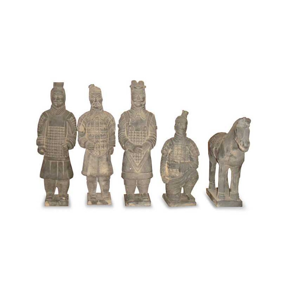 D Coration meubles moss | Lot De 5 Statues De Soldats En Argile Kong