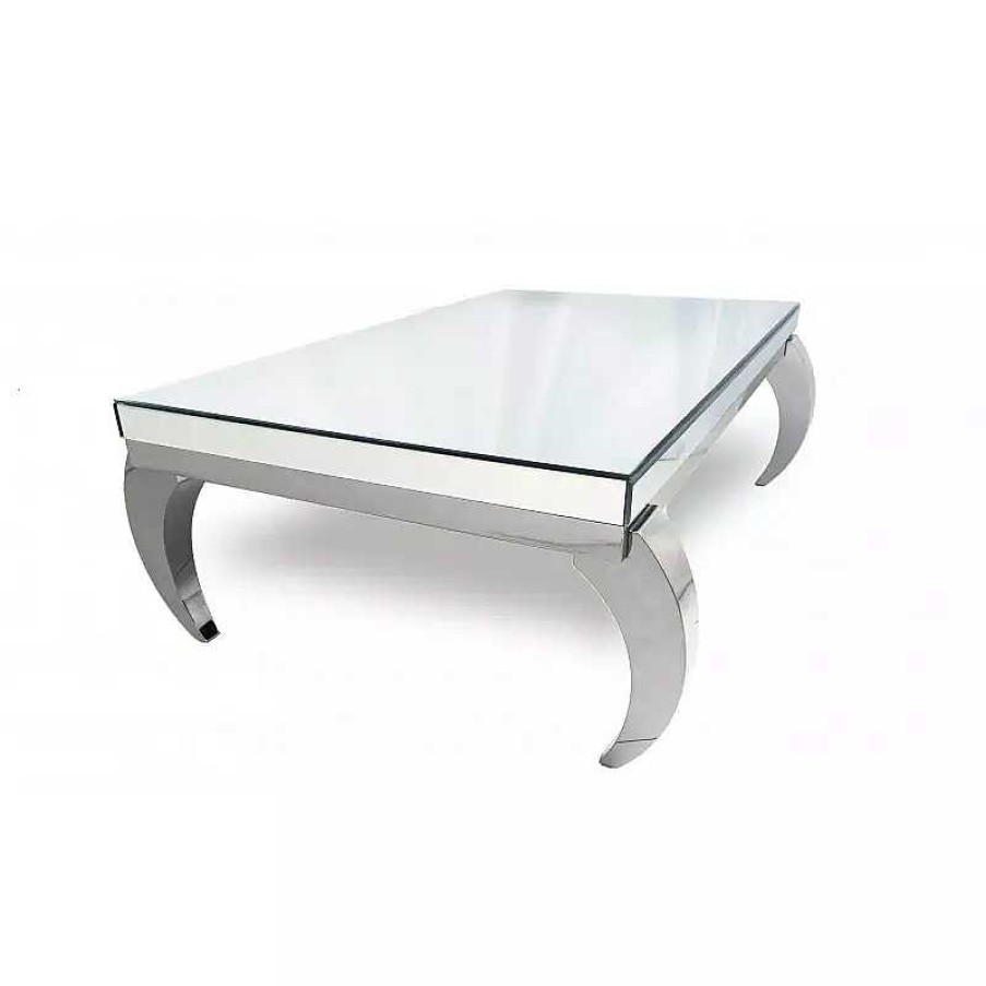 Salon meubles moss | Table Basse Miroir Rectangulaire - Raven 120X70 Argent