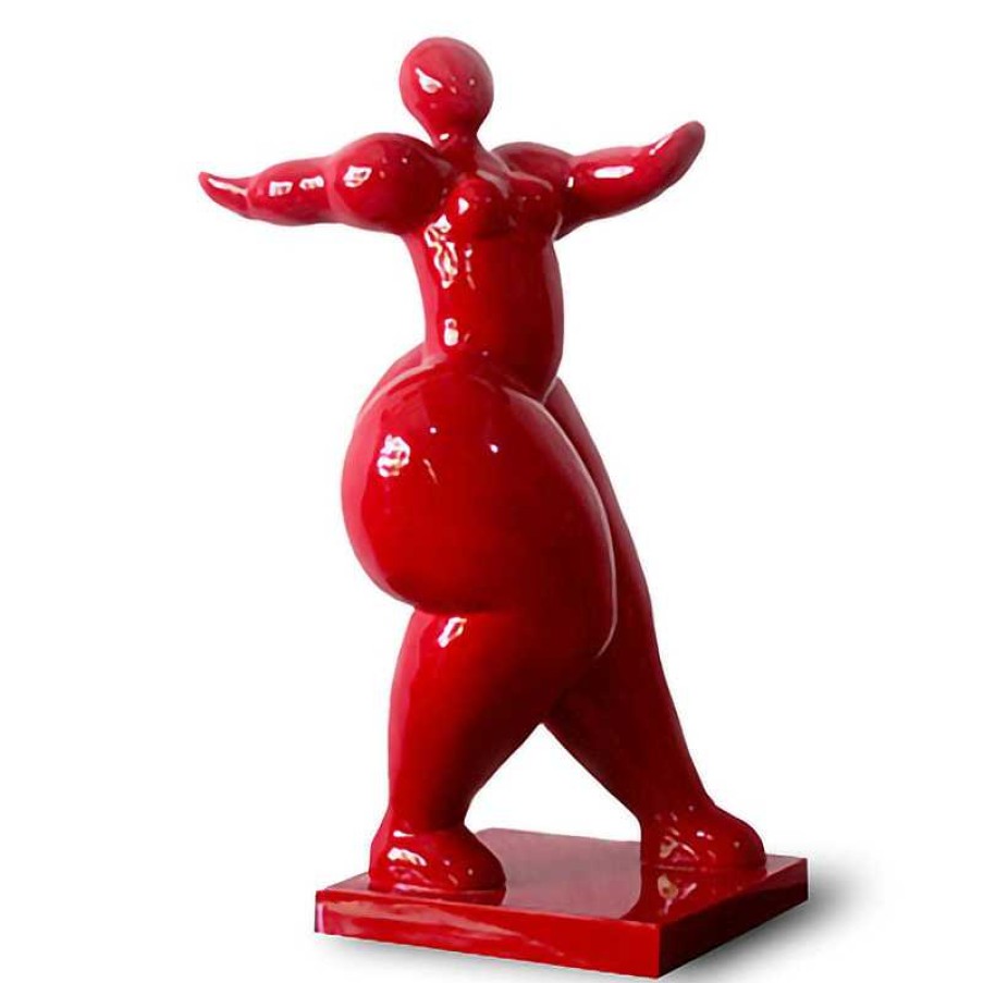 D Coration meubles moss | Walk - Statue Femme Laqu E Rouge Design Int Rieure/Ext Rieure