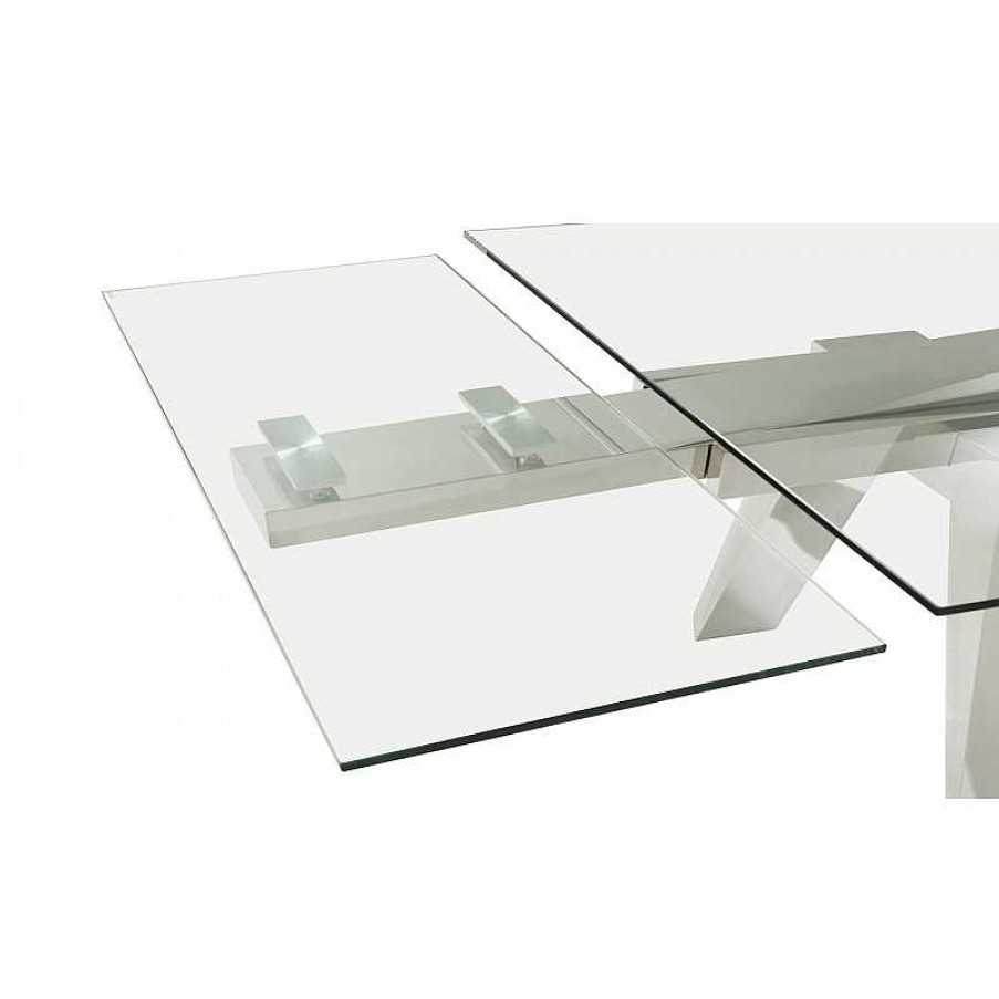 S Jour meubles moss | Table De Salle Manger Extensible En Verre Et Pieds Chromes - Dakota Transparent