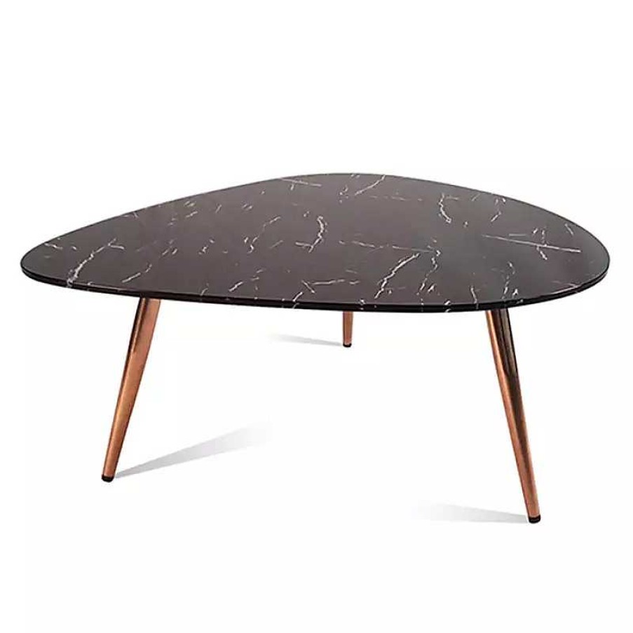 Salon meubles moss | Table Basse Effet Marbre Cecile 80 Noir