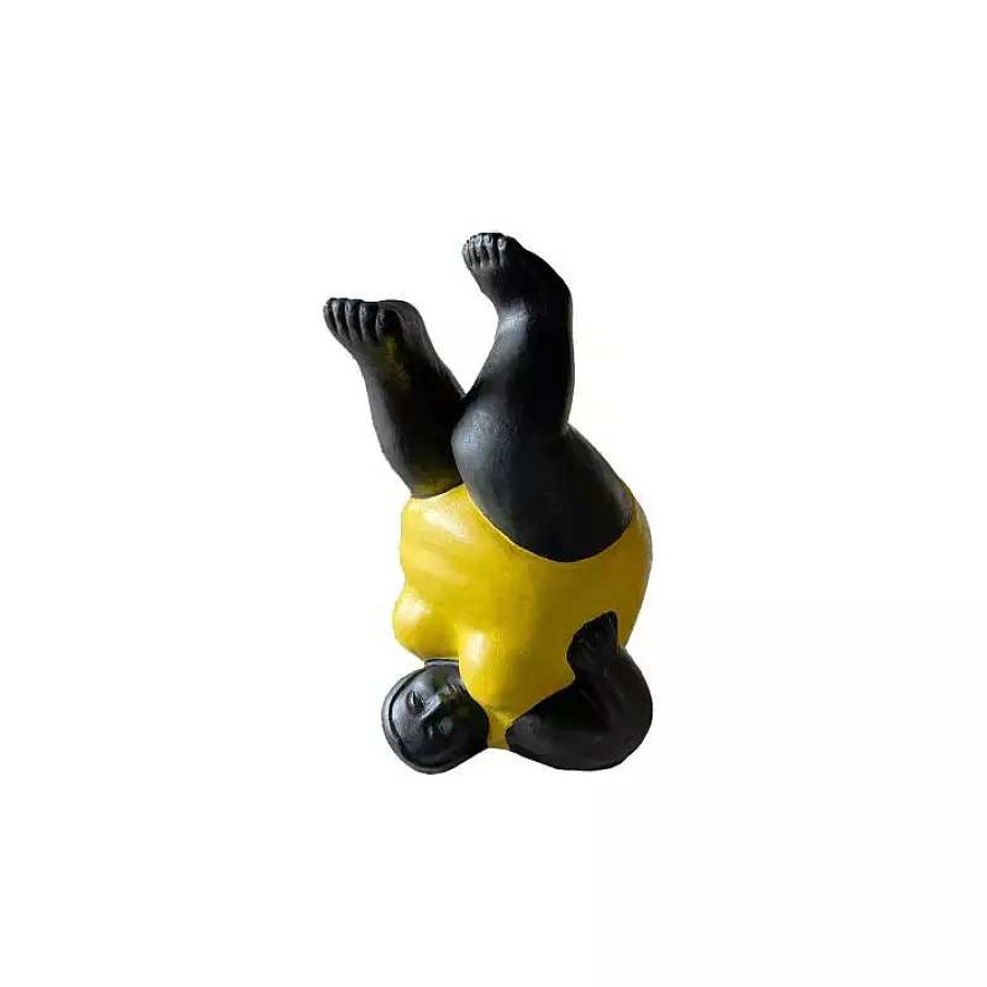 D Coration meubles moss | Statue Femme Ronde Contemporaine 60 Cm - Danseuse Sur La T Te Jaune