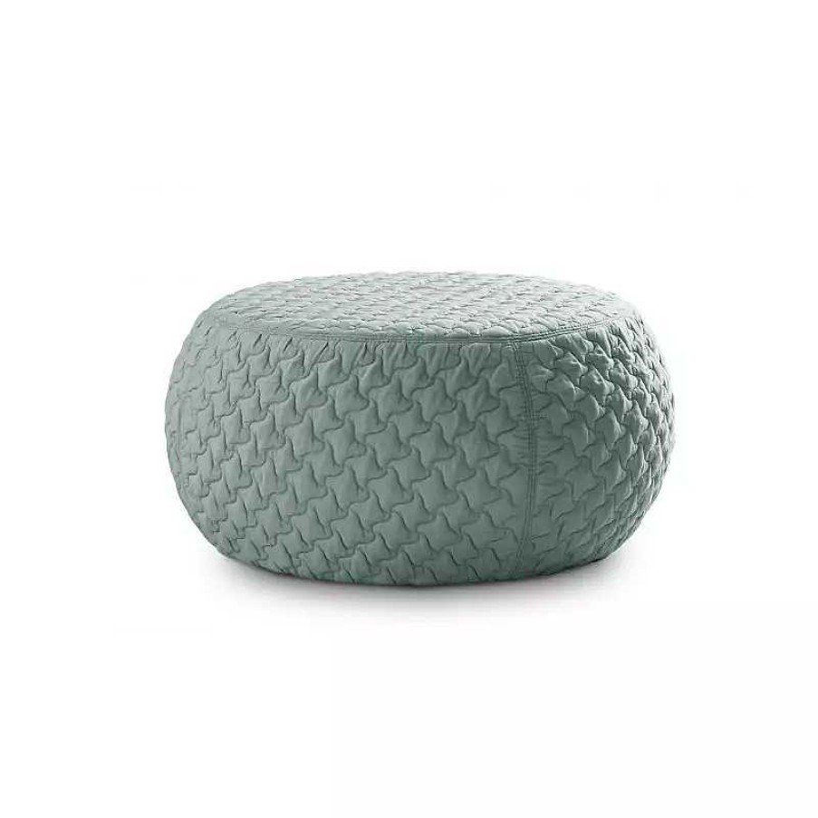 Salon meubles moss | Pouf Tissu Matelass 3D - Linzy Bleu