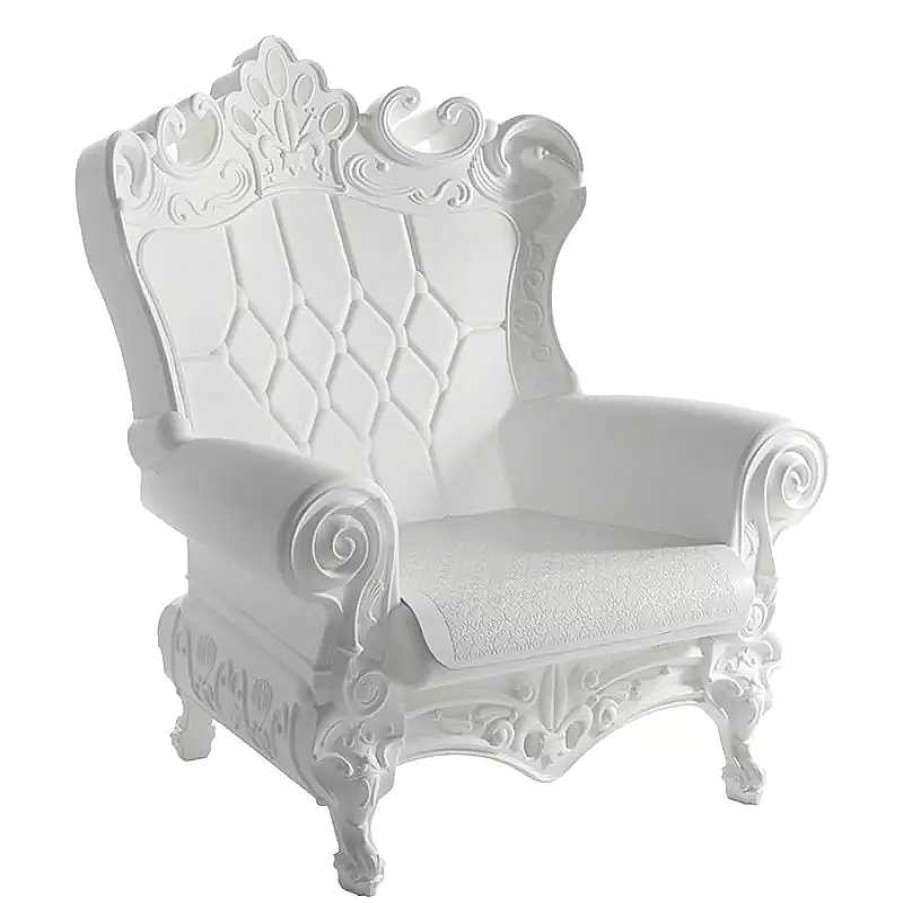 Salon meubles moss | Fauteuil Baroque Contemporain Design Slide - Queen Of Love Blanc