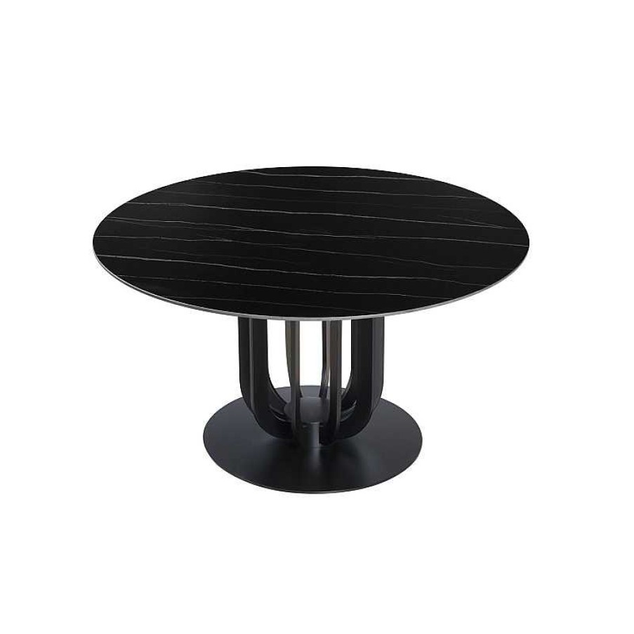 S Jour meubles moss | Table Ronde Plateau C Ramique Pied Bertille 135 Noir