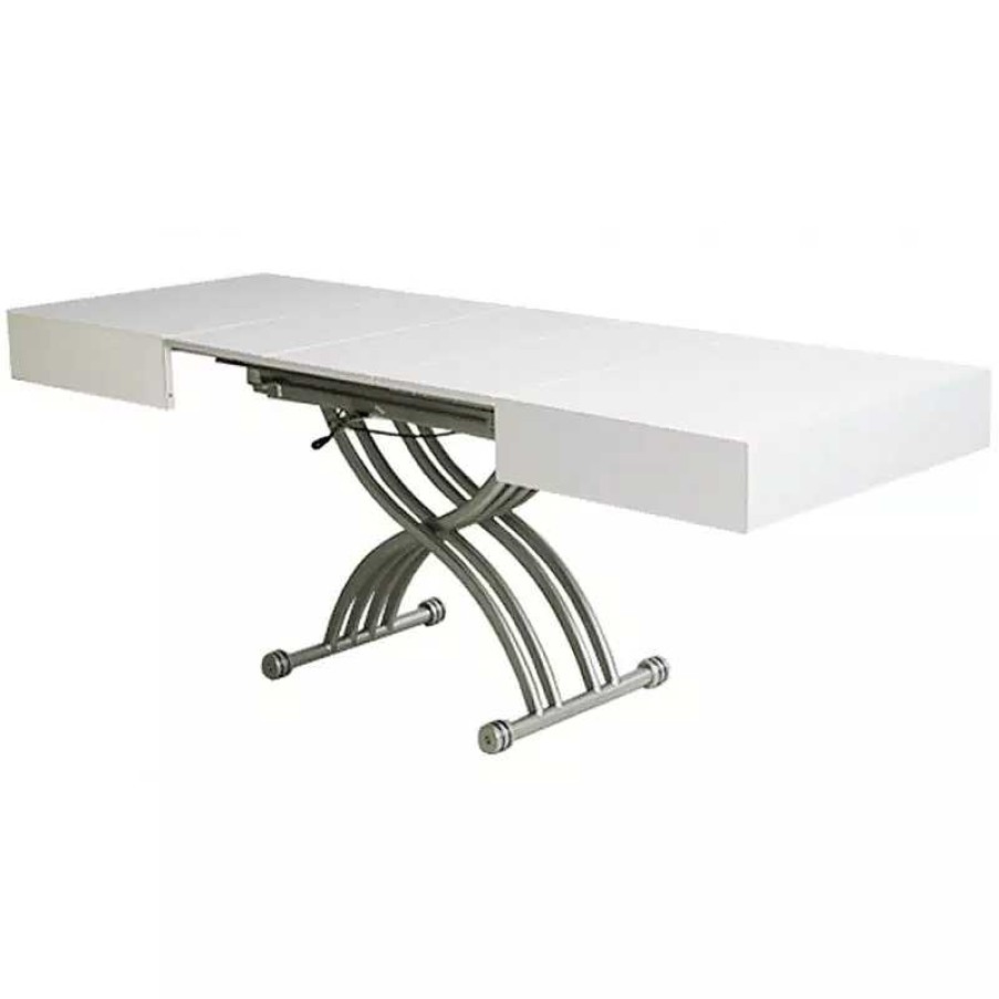 Salon meubles moss | Table Basse Modulable Et Relevable - Twinga Blanc