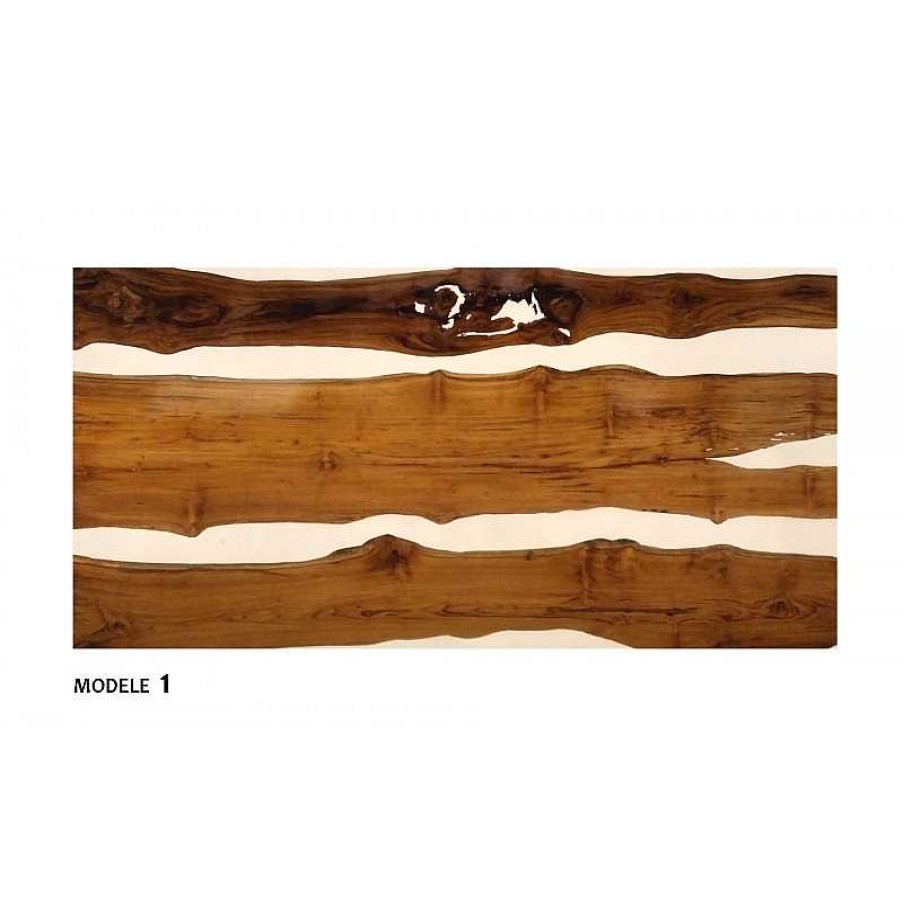 S Jour meubles moss | Table De Salle Manger En Bois Et R Sine Blanche - Azlet 220X100