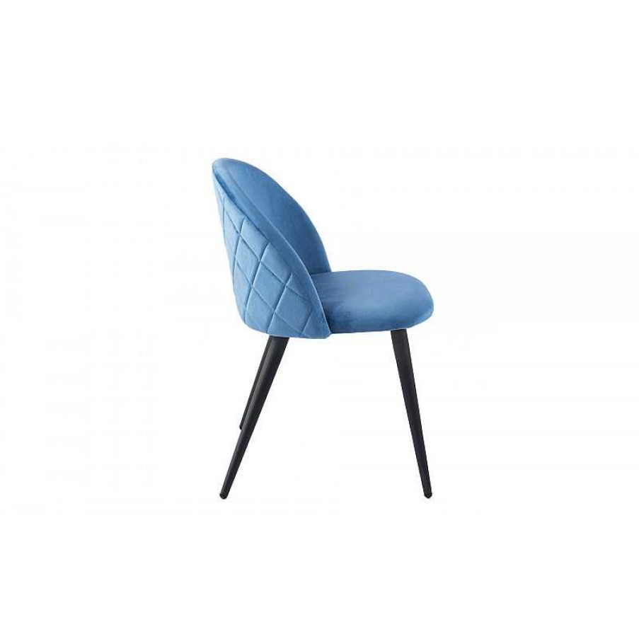 S Jour meubles moss | Chaise R Tro L Gante En Velours Et Pieds En M Tal Noir - Charlotte Bleu