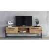 Salon meubles moss | Meuble Tv 2 Tiroirs Style Industriel - Canberra 156Cm Bois Clair 1