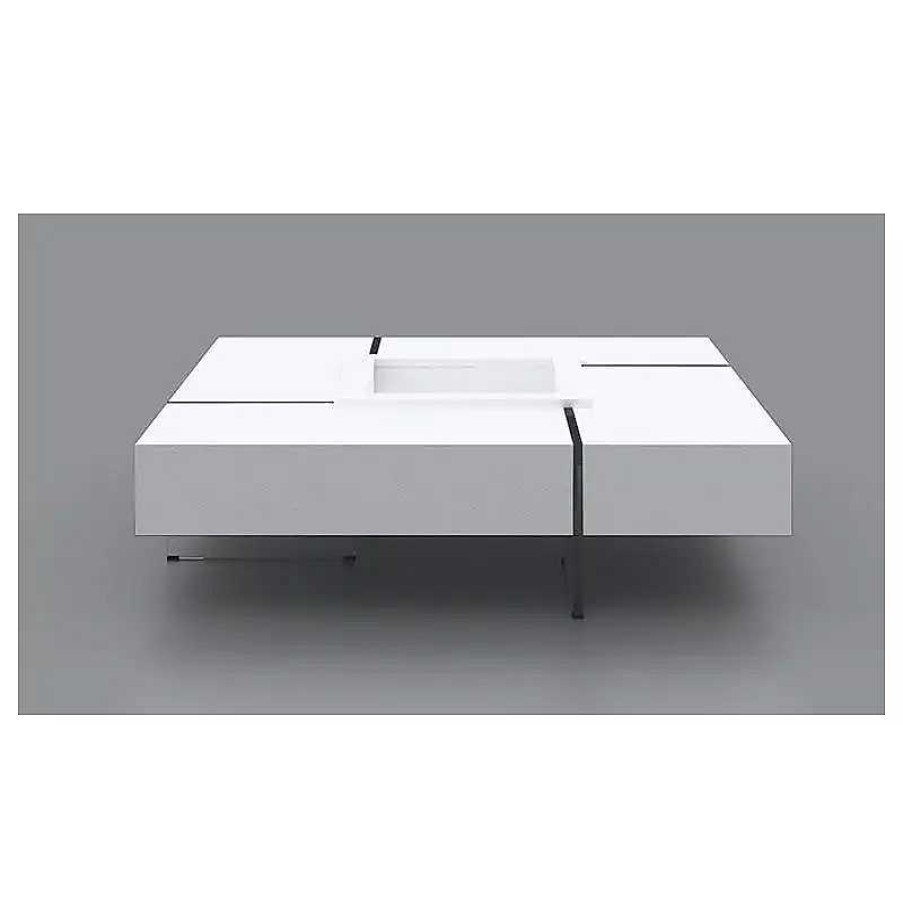 Salon meubles moss | Table Basse Carr E Avec Pieds En Verre - Crystalline 119X119 Blanc